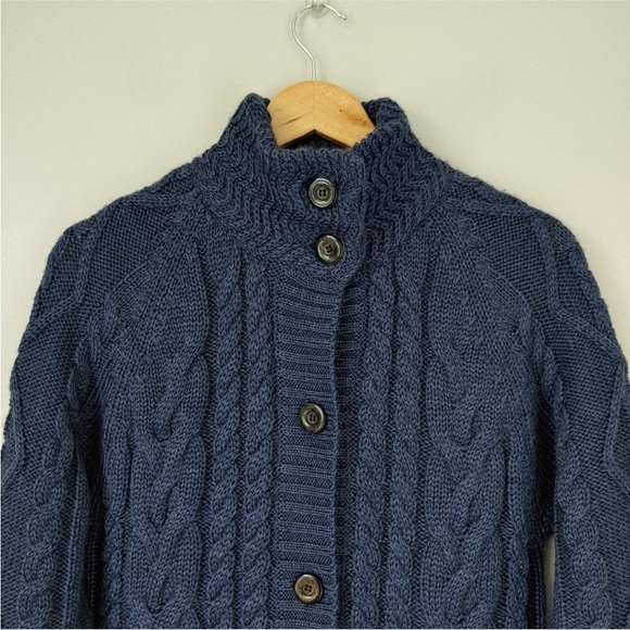 Long Aran cardigan — blue — size S - Picture 7 of 15